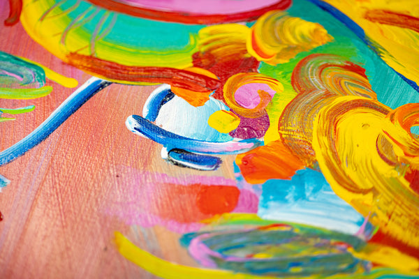 Peter Max Blushing Beauty Ver II #31 Original Mixed Media Painting 1995 with Signature, Label, and Studio Documentation