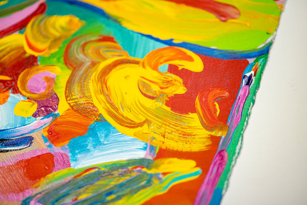 Peter Max Blushing Beauty Ver II #31 Original Mixed Media Painting 1995 with Signature, Label, and Studio Documentation
