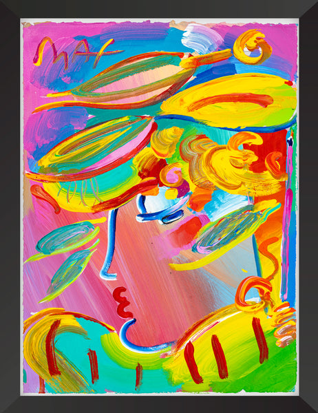 Peter Max, Blushing Beauty - Ver II #31 Original Mixed Media Painting 1995 with Signature, Label, and Studio Documentation