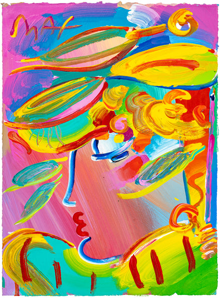 Peter Max Blushing Beauty Ver II #31 Original Mixed Media Painting 1995 with Signature, Label, and Studio Documentation