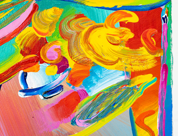 Peter Max Blushing Beauty Ver II #31 Original Mixed Media Painting 1995 with Signature, Label, and Studio Documentation