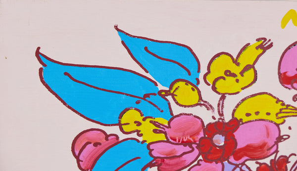 Peter Max Bouquet of Flowers Original Signed Acrylic Painting on Canvas