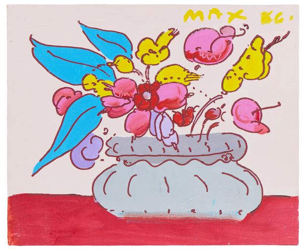 Peter Max Bouquet of Flowers Original Signed Acrylic Painting on Canvas