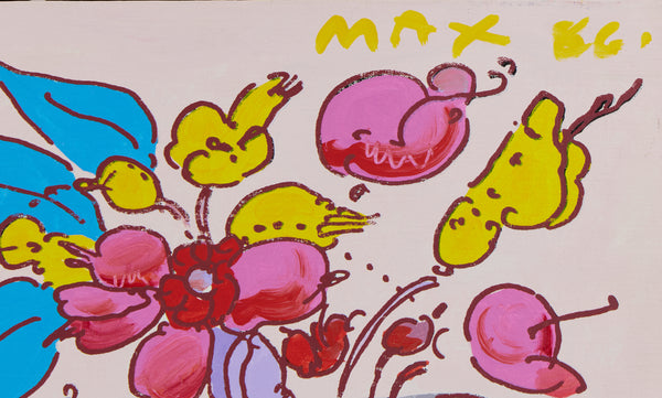 Peter Max Bouquet of Flowers Original Signed Acrylic Painting on Canvas