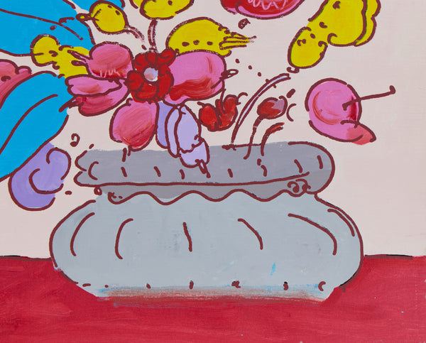 Peter Max Bouquet of Flowers Original Signed Acrylic Painting on Canvas