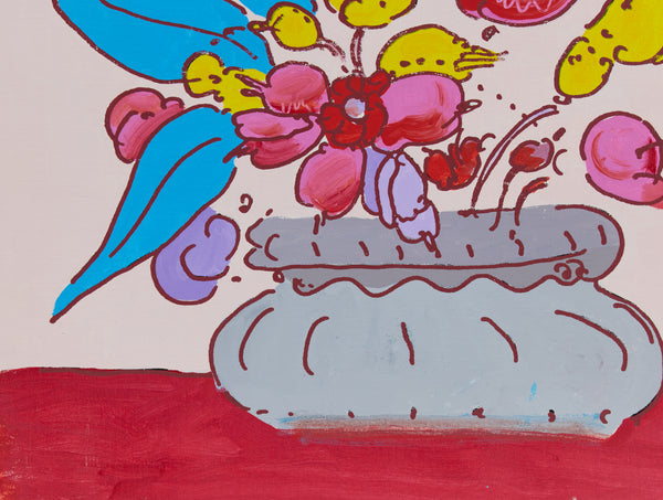 Peter Max Bouquet of Flowers Original Signed Acrylic Painting on Canvas