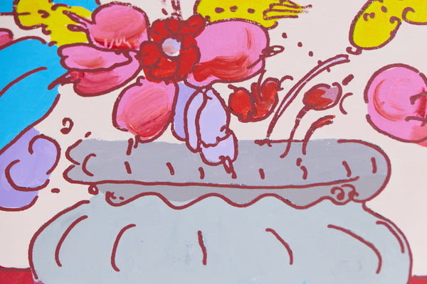 Peter Max Bouquet of Flowers Original Signed Acrylic Painting on Canvas