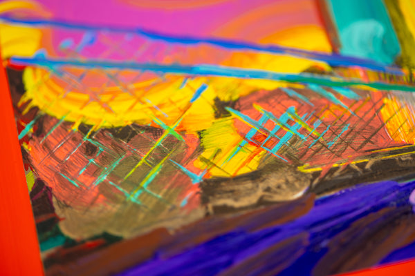 Peter Max, Brooklyn Bridge, Signed Mixed Media Original Painting Over Lithograph