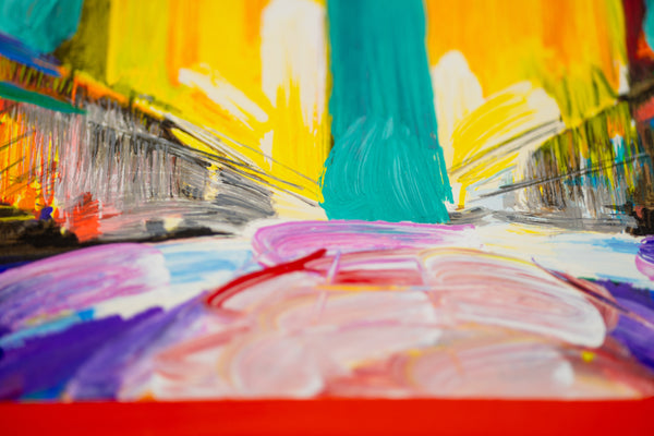 Peter Max, Brooklyn Bridge, Signed Mixed Media Original Painting Over Lithograph