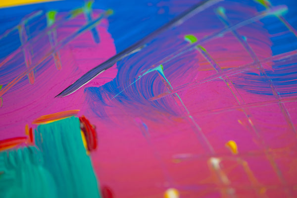 Peter Max, Brooklyn Bridge, Signed Mixed Media Original Painting Over Lithograph