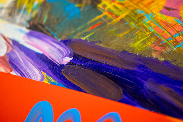 Peter Max, Brooklyn Bridge, Signed Mixed Media Original Painting Over Lithograph