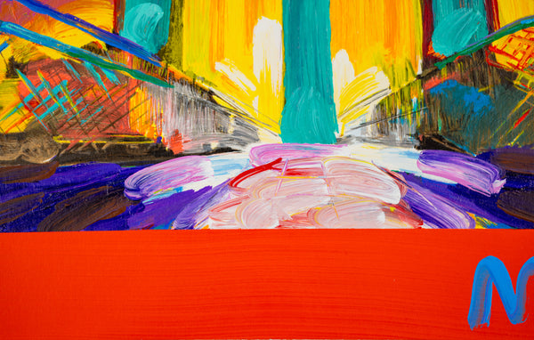 Peter Max, Brooklyn Bridge, Signed Mixed Media Original Painting Over Lithograph