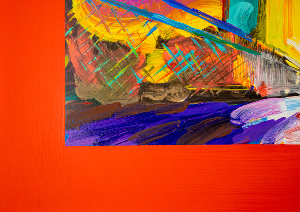 Peter Max, Brooklyn Bridge, Signed Mixed Media Original Painting Over Lithograph