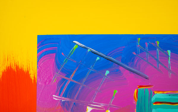 Peter Max, Brooklyn Bridge, Signed Mixed Media Original Painting Over Lithograph