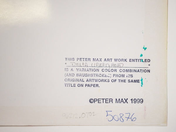 Peter Max Signed Delta Libertyhead Mixed Media Original Painting over Lithograph
