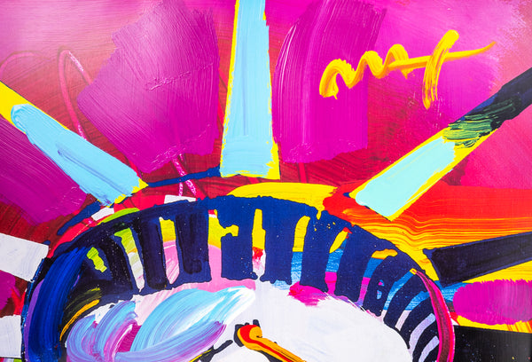 Peter Max Signed Delta Libertyhead Mixed Media Original Painting over Lithograph