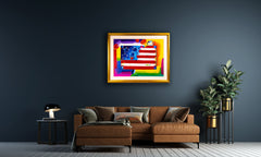 Peter Max Flag Signed Original 30x40 Acrylic on Canvas Painting