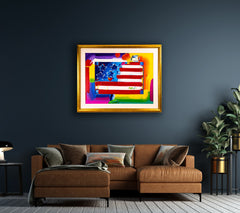 Peter Max, Flag - Signed Original 30x40 Acrylic on Canvas Painting