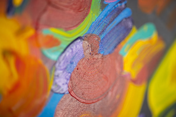 Peter Max, Flower Blossoms, 26x30, 1994 original acrylic on canvas
