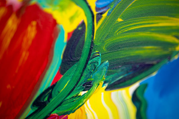 Peter Max, Flower Blossoms, 26x30, 1994 original acrylic on canvas
