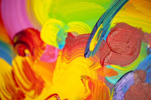 Peter Max, Flower Blossoms, 26x30, 1994 original acrylic on canvas
