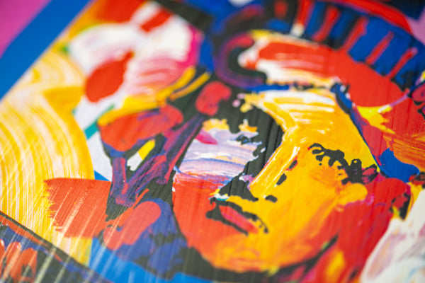 Peter Max God Bless America Mixed Media Original Painting 24x18 2002 with Signature, Label, and Studio Documentation