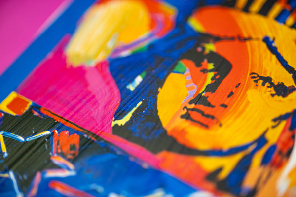 Peter Max God Bless America Mixed Media Original Painting 24x18 2002 with Signature, Label, and Studio Documentation