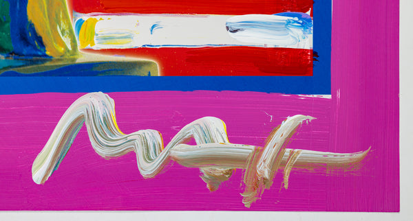 Peter Max God Bless America Mixed Media Original Painting 24x18 2002 with Signature, Label, and Studio Documentation