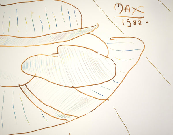 Peter Max Large 38x50 Original Lady with Hat Signed 1982 Ink on Paper