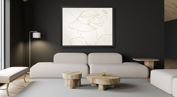 Peter Max Large 38x50 Original Lady with Hat Signed 1982 Ink on Paper