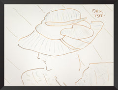 Peter Max, Lady with Hat, Large 38x50 Original Signed 1982 Ink on Paper