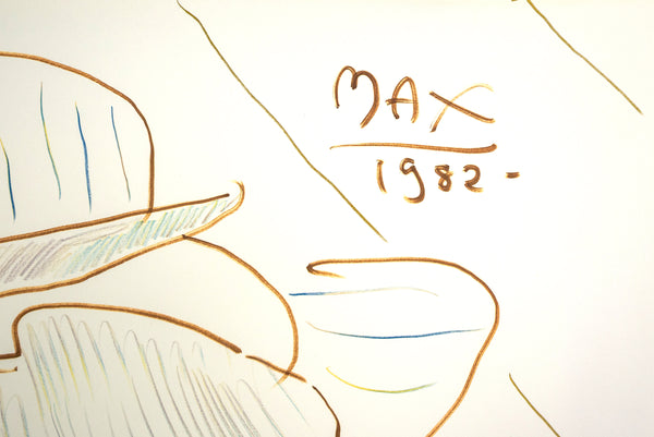 Peter Max Large 38x50 Original Lady with Hat Signed 1982 Ink on Paper