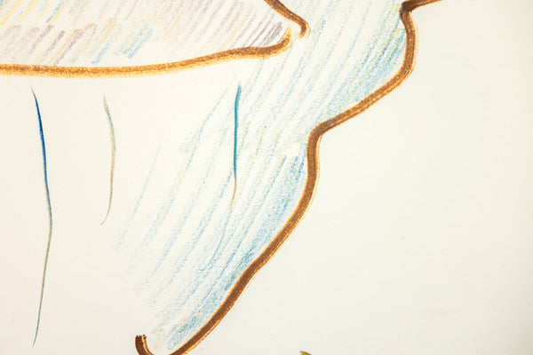 Peter Max Large 38x50 Original Lady with Hat Signed 1982 Ink on Paper