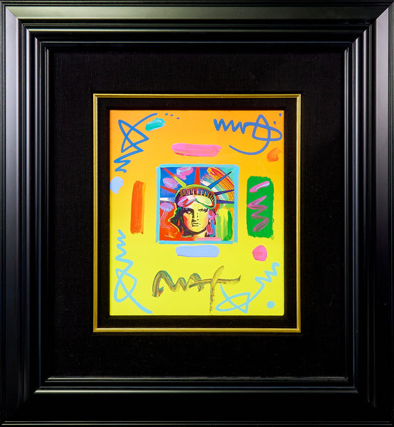 Peter Max, Liberty Head II Collage, Signed Mixed Media Original Painting over Lithograph