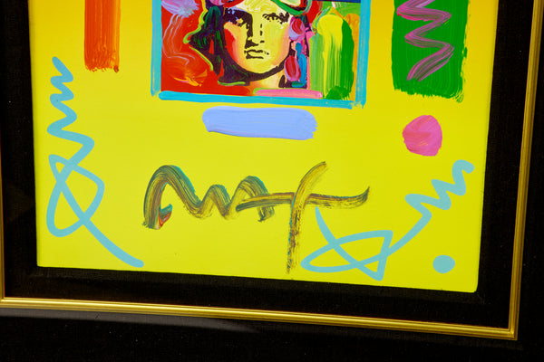 Peter Max, Liberty Head II Collage, Signed Mixed Media Original Painting over Lithograph