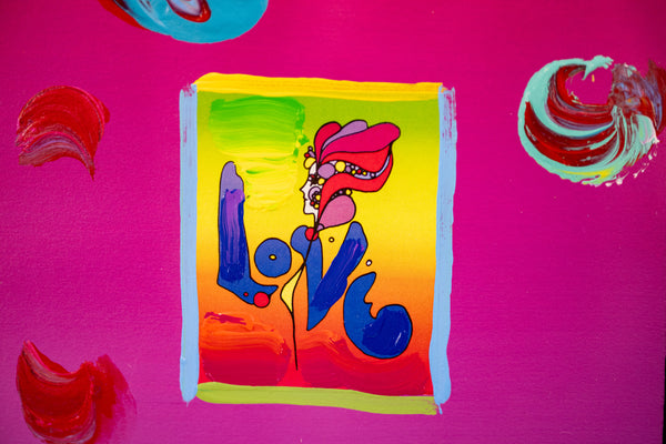 Peter Max Love Signed 2008 Mixed Media Original Painting over Lithograph