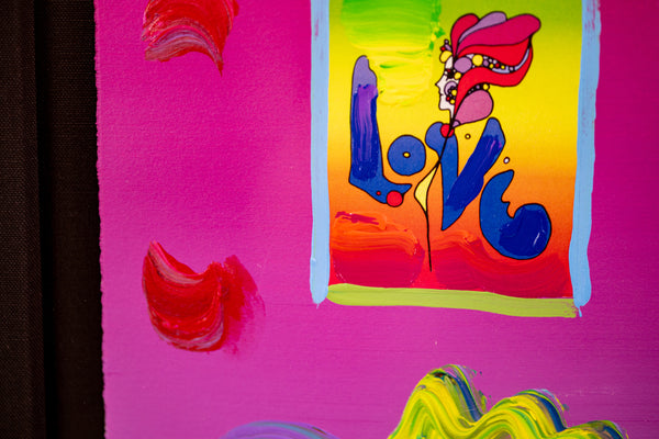 Peter Max Love Signed 2008 Mixed Media Original Painting over Lithograph