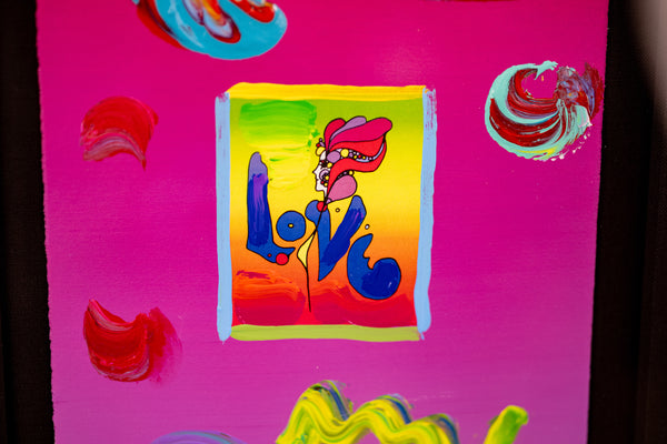 Peter Max Love Signed 2008 Mixed Media Original Painting over Lithograph