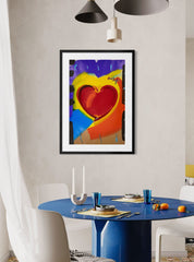 Peter Max Signed Heart Mixed Media Original Painting over