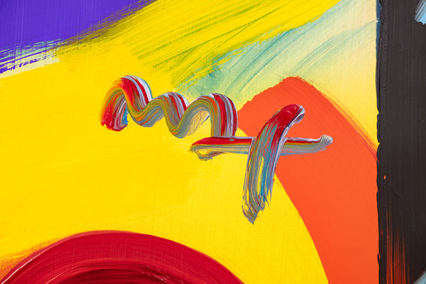 Peter Max Signed Heart Mixed Media Original Painting over Lithograph