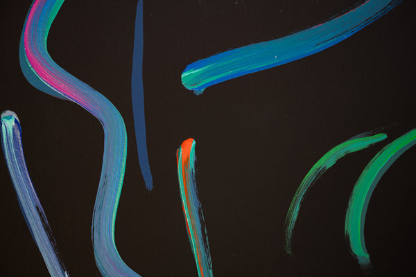 Peter Max Midnight Profile Large 50” Original Painting Signed Acrylic on Paper