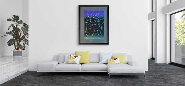 Peter Max Midnight Profile Large 50” Original Painting Signed Acrylic on Paper