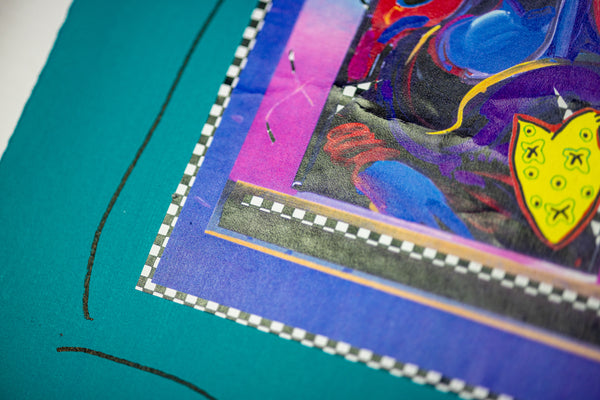 Peter Max Mona Lisa Mixed Media Original Painting with ink and Collage, 14x12 1996 with Signature, Label, and Studio