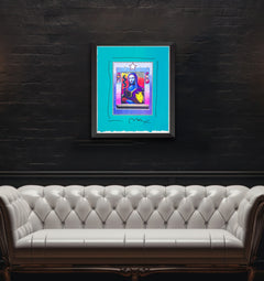 Peter Max Mona Lisa Mixed Media Original Painting with ink and Collage, 14x12 1996 with Signature, Label, and Studio