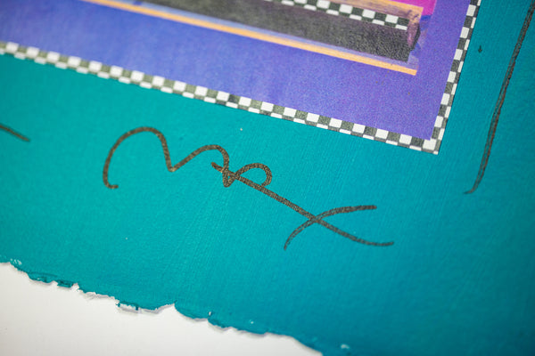 Peter Max Mona Lisa Mixed Media Original Painting with ink and Collage, 14x12 1996 with Signature, Label, and Studio