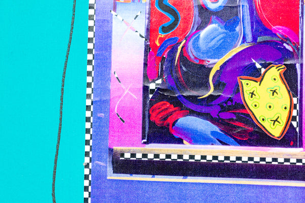Peter Max Mona Lisa Mixed Media Original Painting with ink and Collage, 14x12 1996 with Signature, Label, and Studio