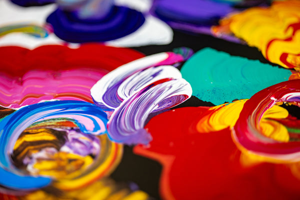 Peter Max Nicolae Gallerie Mixed Media Original Painting 32x24 1999 with Signature, Label, and Studio Documentation