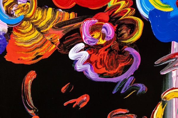 Peter Max Nicolae Gallerie Mixed Media Original Painting 32x24 1999 with Signature, Label, and Studio Documentation