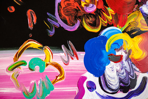 Peter Max Nicolae Gallerie Mixed Media Original Painting 32x24 1999 with Signature, Label, and Studio Documentation