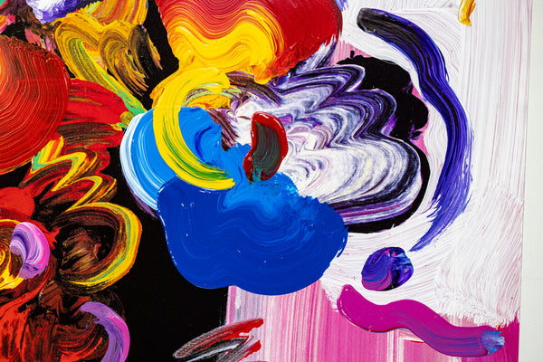 Peter Max Nicolae Gallerie Mixed Media Original Painting 32x24 1999 with Signature, Label, and Studio Documentation